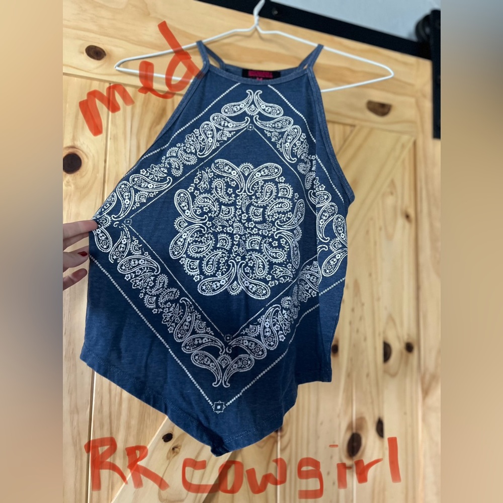 Women’s Rock & Roll Cowgirl Paisley Bandana Tank Top